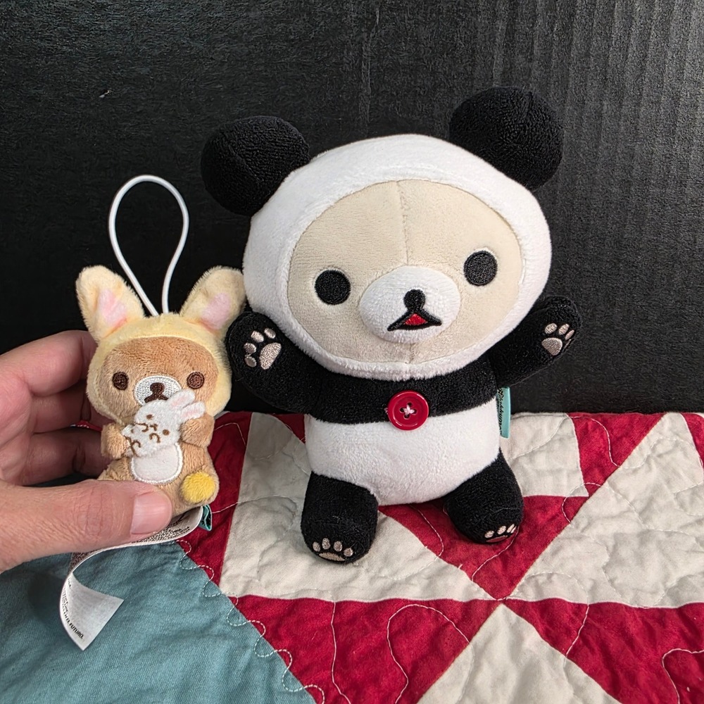 San-X Rilakkuma Plush Set Small Bunny Rilakkuma & Panda Korilakkuma White Black